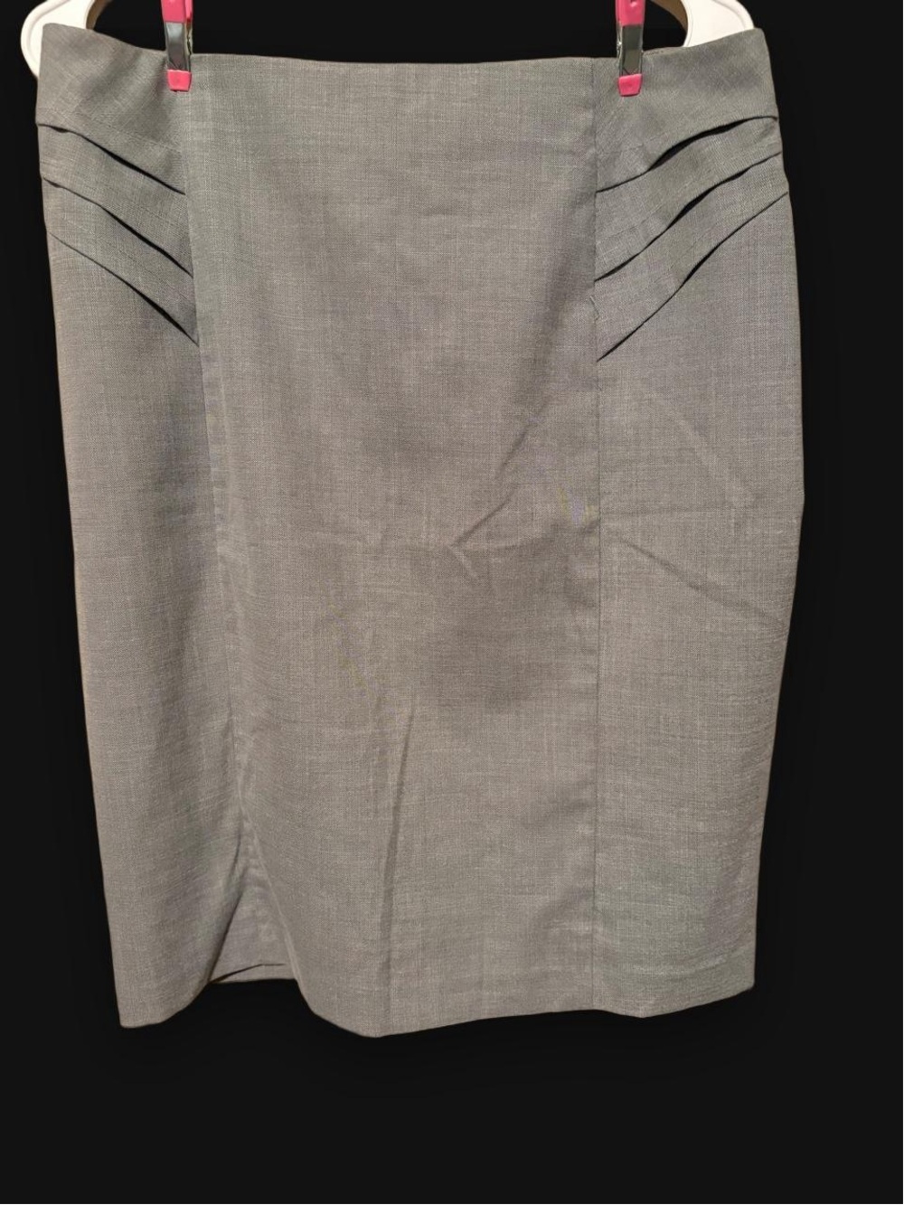 New York & Company Light Gray Pencil Skirt with Side Pleat Detail